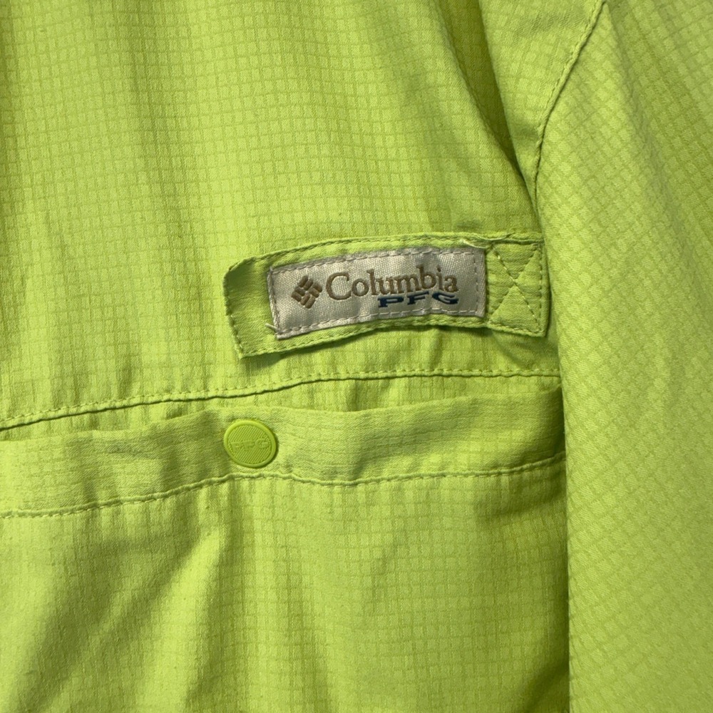 Columbia PFG Fishing Shirt Mens LRG Green Long Sleeve Omni-Shade Ripstop Vented - Picture 5 of 16